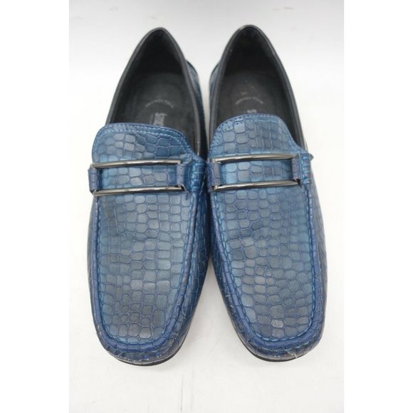 Stacy Adams Blue Alligator Print Slip On Driving Loafers Shoes Men\'s 7 M